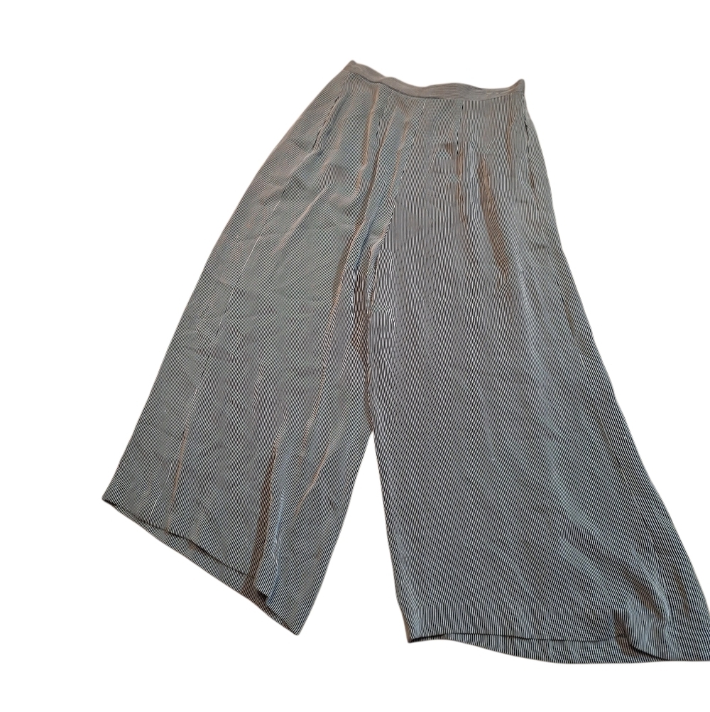 Tamotsu Ladies Size 10 Wide Leg Striped Pants Classic CAREER USA Textured MOD